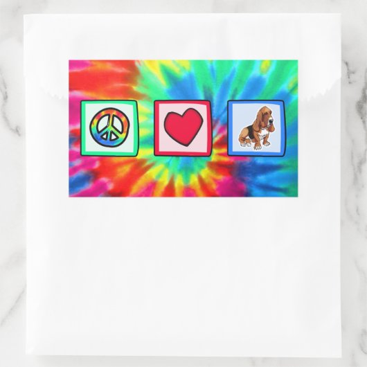 Vrede, Liefde, Basset Hounds Rechthoekige Sticker (Tas)