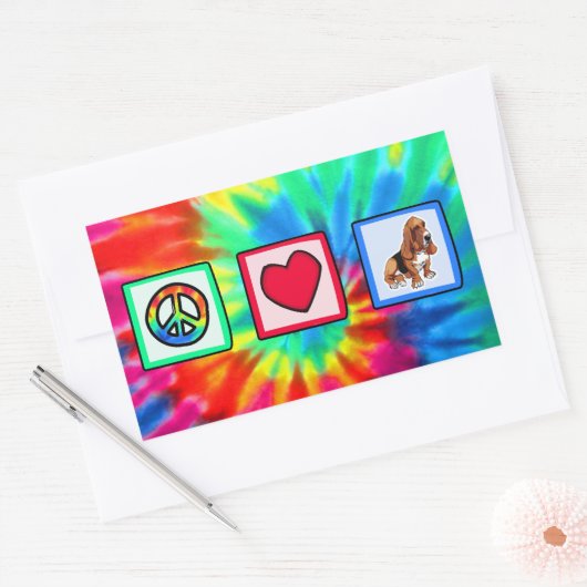 Vrede, Liefde, Basset Hounds Rechthoekige Sticker (Envelop)