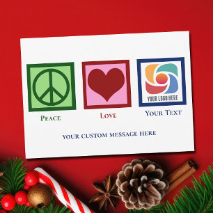 Vrede Liefde Bedrijf Logo Aangepaste Kerstmis Feestdagenkaart