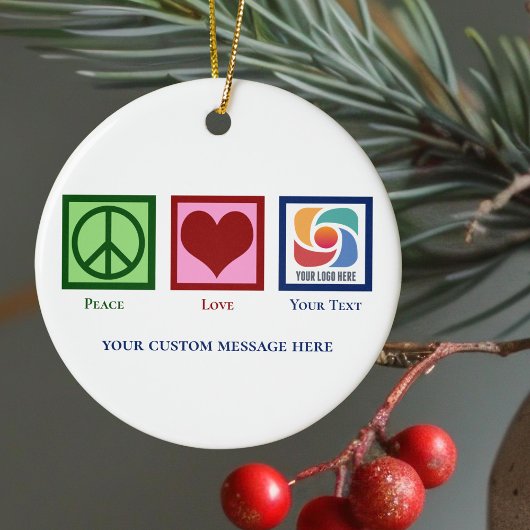 Vrede Liefde Bedrijf Logo Aangepaste Kerstmis Keramisch Ornament