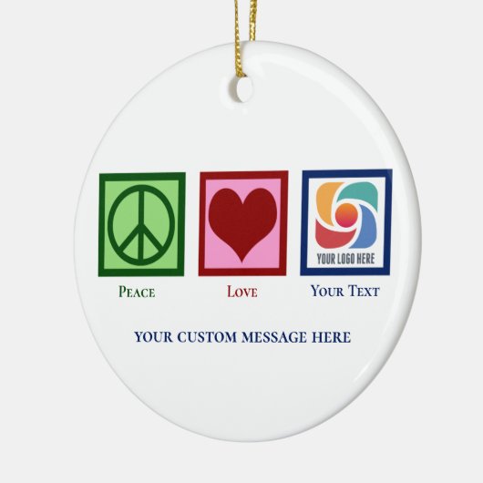Vrede Liefde Bedrijf Logo Aangepaste Kerstmis Keramisch Ornament (Links)