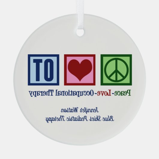 Vrede Liefde Beroepstherapie Aangepaste Kerstmis Glas Ornament (Achterkant)