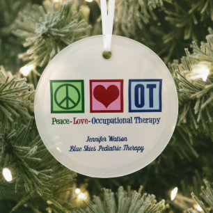 Vrede Liefde Beroepstherapie Aangepaste Kerstmis Glas Ornament