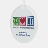 Vrede Liefde Beroepstherapie Aangepaste Kerstmis Glas Ornament (Voorkant links)