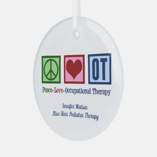 Vrede Liefde Beroepstherapie Aangepaste Kerstmis Glas Ornament (Voorkant links)