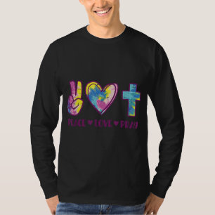 Vrede Liefde Bid God Jezus Christelijke Hippie Man T-shirt