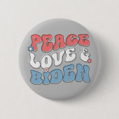 Vrede Liefde Biden 2024  Retro Ronde Button 5,7 Cm (Voorkant)