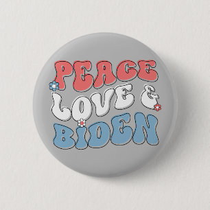 Vrede Liefde Biden 2024  Retro Ronde Button 5,7 Cm