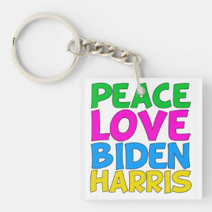 Vrede Liefde Biden Harris Schattig 2024 Verkiezing Sleutelhanger