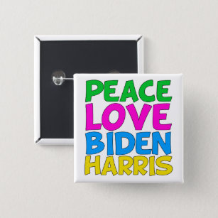 Vrede Liefde Biden Harris Schattig 2024 Verkiezing Vierkante Button 5,1 Cm