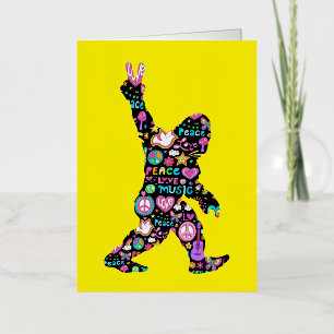 Vrede Liefde Bigfoot Hippie Grappige Bigfoot Liefh Folie Wenskaart