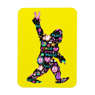 Vrede Liefde Bigfoot Hippie Grappige Bigfoot Liefh Magneet