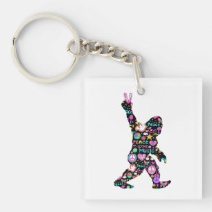 Vrede Liefde Bigfoot Hippie Grappige Bigfoot Liefh Sleutelhanger
