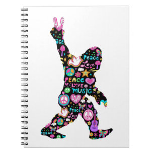 Vrede Liefde Bigfoot Hippie Grappige Bigfootliefhe Notitieboek