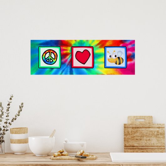 Vrede, liefde, bijen poster (Keuken)
