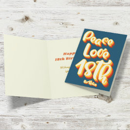 Vrede Liefde Blauw Retro Groovy 18e Gelukkige Verj Kaart