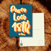 Vrede Liefde Blauw Retro Groovy 18e Verjaardag Briefkaart