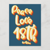 Vrede Liefde Blauw Retro Groovy 18e Verjaardag Briefkaart (Voorkant)