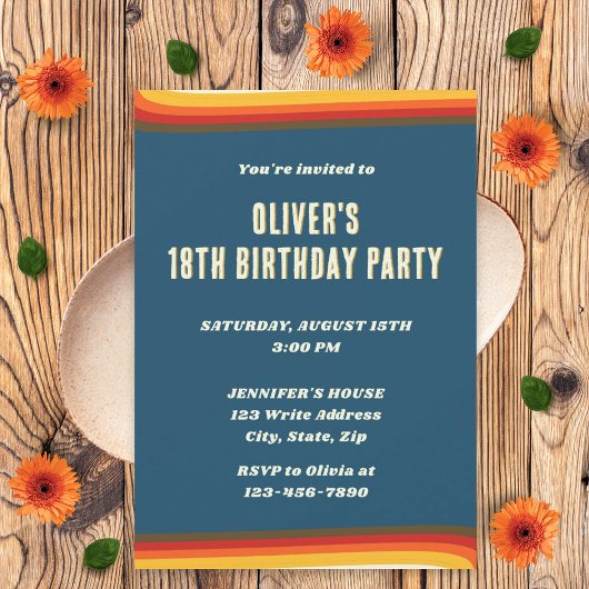 Vrede Liefde Blauw Retro Groovy Zonsondergang 18e Kaart