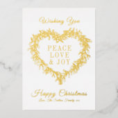 Vrede, liefde blijdschap gouden mistletoe hart Ker Folie Feestdagenkaart (Voorkant)