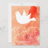 Vrede, liefde, blijdschap koraal waterverf & duif  feestdagenkaart (Voorkant)