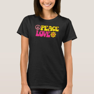 Vrede Liefde Bloem Macht Teken Hippie 70s Zeventig T-shirt