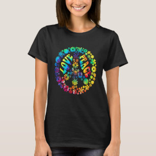 Vrede Liefde Bloemen Grafisch Vredesteken Tie Dye T-shirt