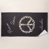 Vrede Liefde Bloemig Vrede Teken Persoonlijk Strandlaken (Voorkant)