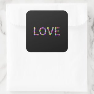 Vrede & Liefde Bloemrijke Typografie   Inspirerend Vierkante Sticker