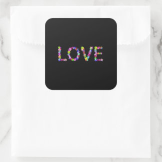 Vrede & Liefde Bloemrijke Typografie | Inspirerend Vierkante Sticker
