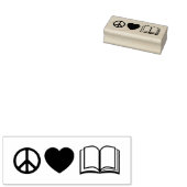 Vrede, Liefde & Boeken Houten Stempel (Gestempeld)