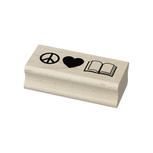 Vrede, Liefde & Boeken Houten Stempel (Stempel)