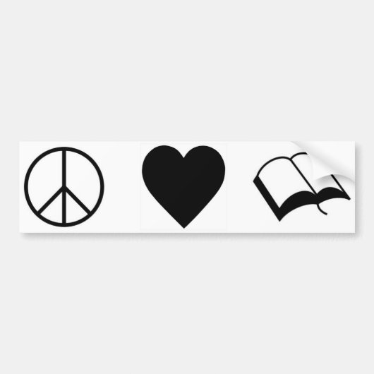 Vrede, liefde, boeken/lezen bumpersticker (Voorkant)