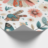 Vrede & Liefde Boho Bloemen Wrapping Papier (Hoek)