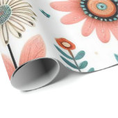 Vrede & Liefde Boho Bloemen Wrapping Papier (Rol Hoek)
