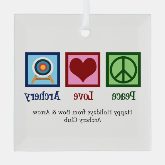 Vrede Liefde Boogschieten Aangepaste Kerstmis Glas Ornament (Achterkant)