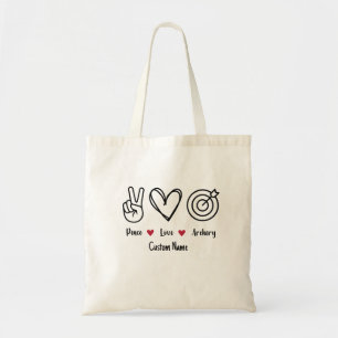 Vrede, liefde, boogschieten Canvas tas