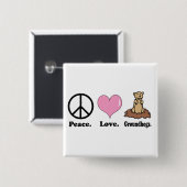 vrede liefde bosmarmotten vierkante button 5,1 cm (Voorkant /achterkant)