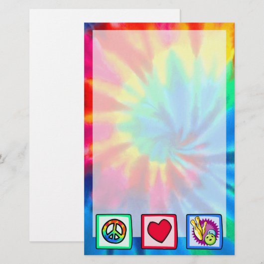 Vrede, liefde, bowlen briefpapier (Voorkant / Achterkant)