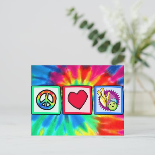 Vrede, liefde, Bowling Briefkaart (Staand voorkant)
