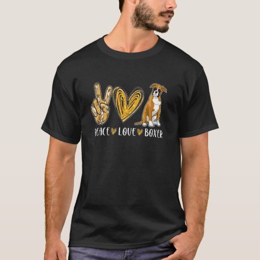 Vrede Liefde Boxer Schattige Hond T-shirt (Voorkant)