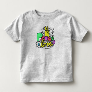 Vrede & Liefde Bubble Letter Doodle Kinder Shirts