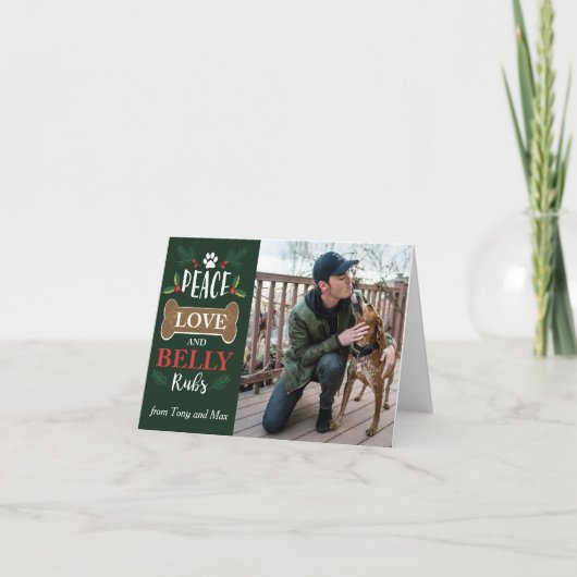 Vrede Liefde Buikmassage Hond Prettig Kerstfeest Kaart (Voorkant)