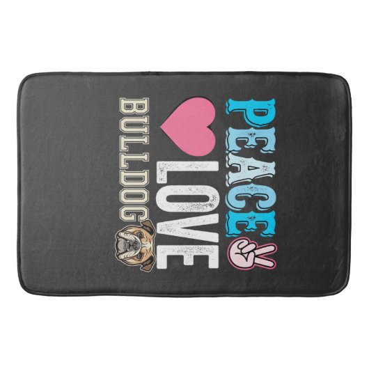 Vrede Liefde Bulldog Vector Badmat (Voorkant)