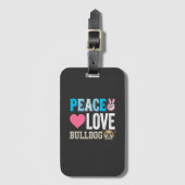 Vrede Liefde Bulldog Vector Bagagelabel (Voorkant (verticaal))