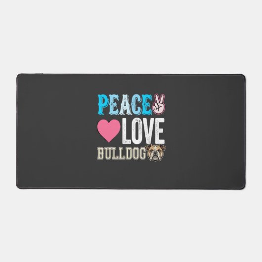Vrede Liefde Bulldog Vector Bureaumat (Voorkant)