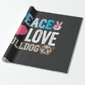 Vrede Liefde Bulldog Vector Cadeaupapier (Uitgerold)