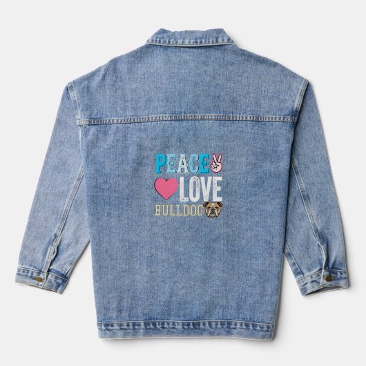 Vrede Liefde Bulldog Vector Denim Jacket (Achterkant)