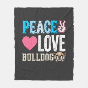 Vrede Liefde Bulldog Vector Fleece Deken