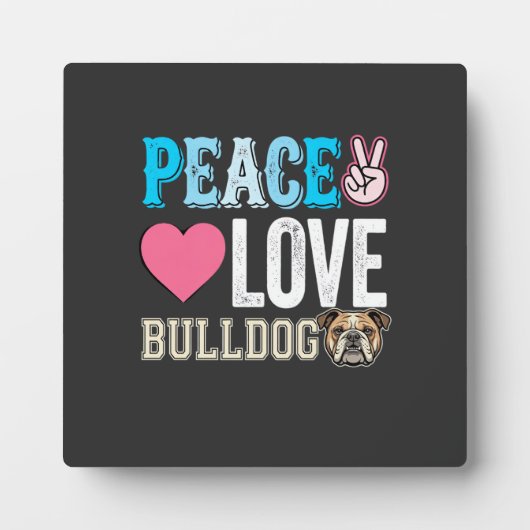 Vrede Liefde Bulldog Vector Fotoplaat (Voorkant)